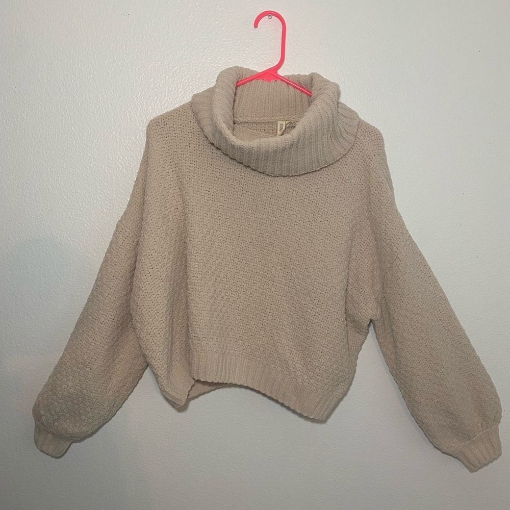 NEW Beige Turtle Neck Cropped Sweater